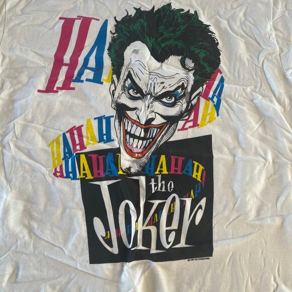 NOS Vintage Single Stitch 1987 The Joker HaHa DC Comics T-Shirt Large JL - Picture 2 of 11